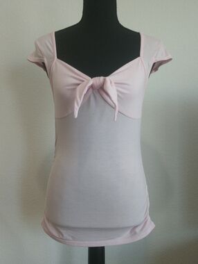 No Boundaries Light Pink Tie-Front Short Sleeve Tee